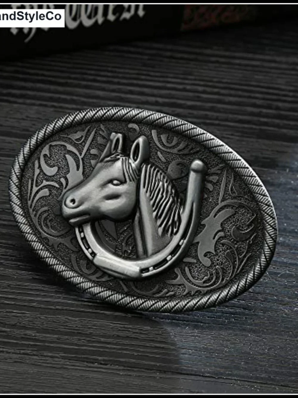 Vintage Western Cowboy Belt Buckle - Silver Horse Head Design, Zinc Alloy -
